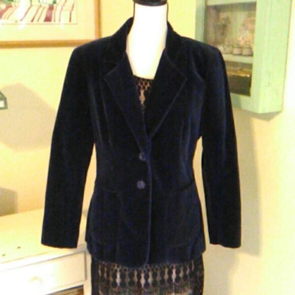 Vintage Dark Midnight Blue Velvet Jacket by Zukors California - Picture 1 of 6
